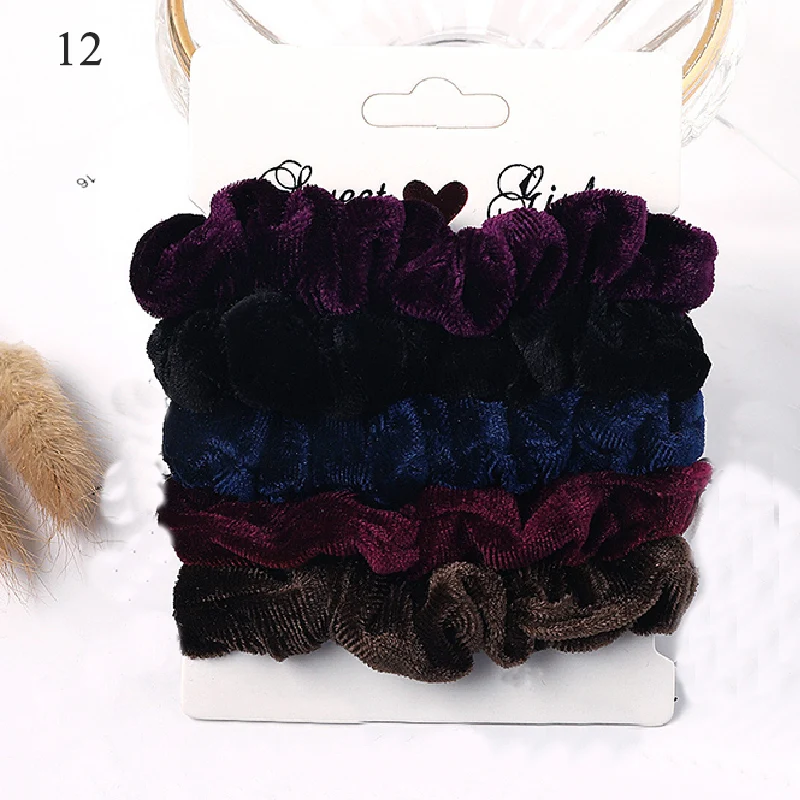 pearl hair clip 3-6Pcs Velvet Hair Rope Satin Sequin Cloth Scrunchies Elastic Hairband Women Ponytail Holder Hair Ties Girls Hair Accessories head wrap for women Hair Accessories