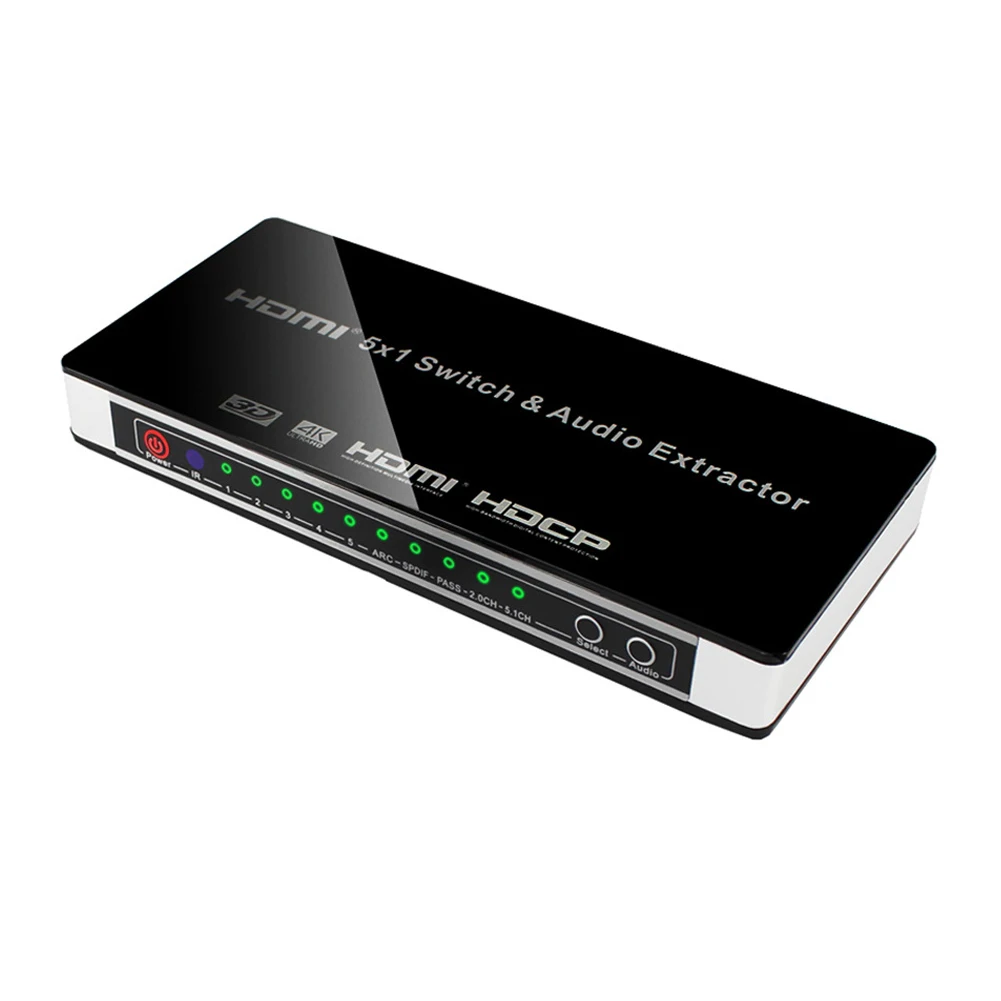HDMI переключатель 5x1 HDMI аудио экстрактор 4K x 2K Аудио экстрактор видео конвертер 4K Full HD 1080P 3D ARC с пультом дистанционного управления