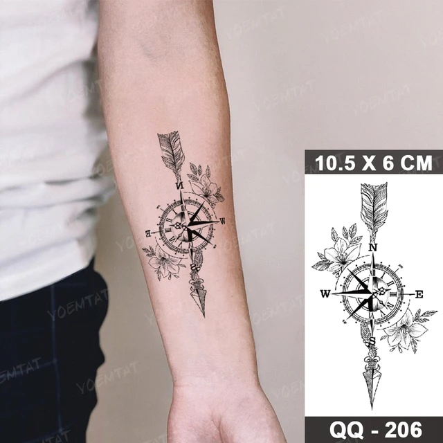 Compass Arrow Temporary Tattoo - Etsy Israel