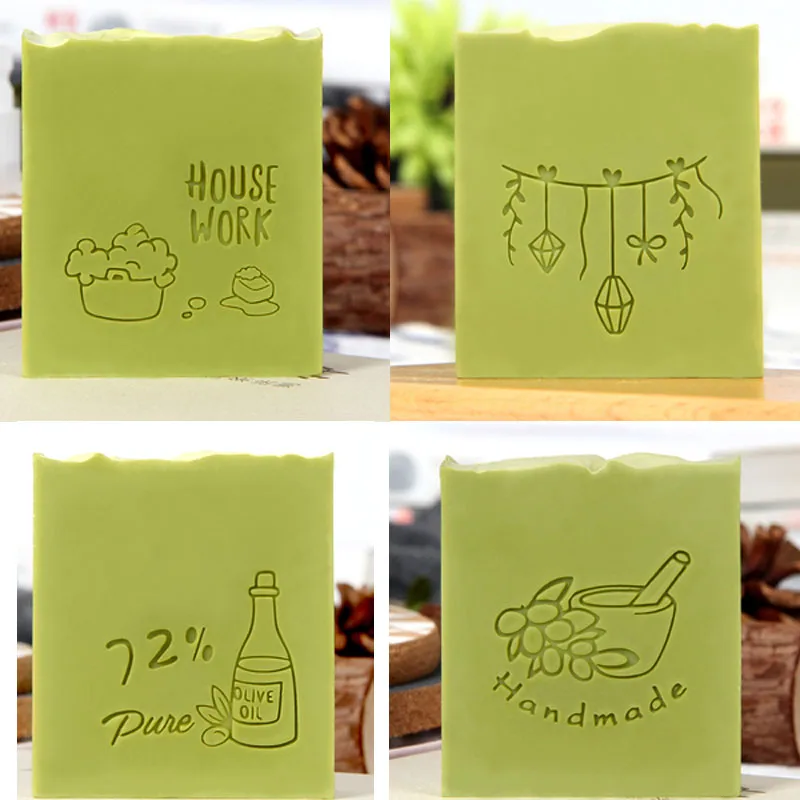 

Acrylic Transparent Soap Stamp for Handmade DIY, House Work Pattern, Home Cleaning, Natural Seal with Handle, Chapters