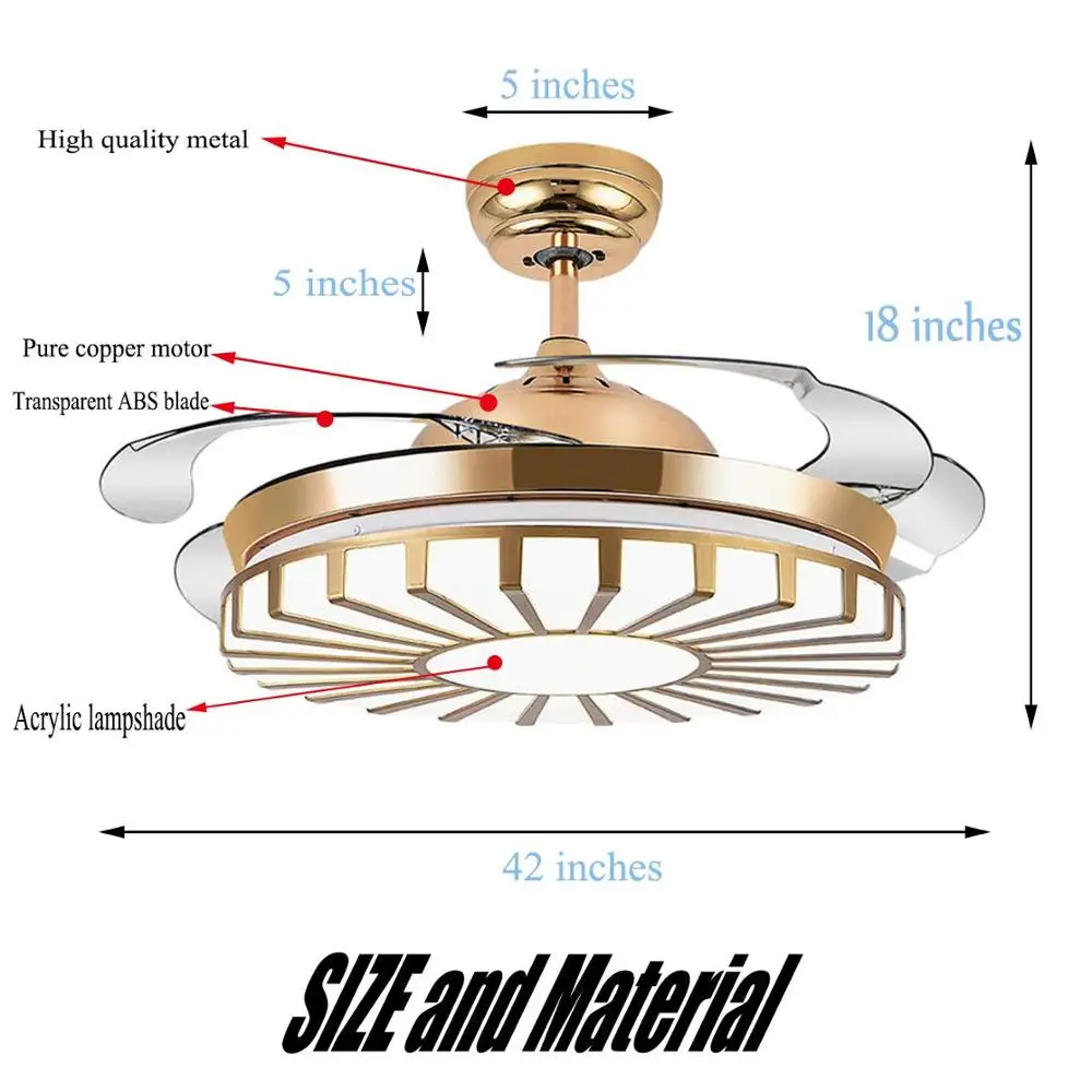 Современный 42 дюймов потолочный вентилятор-светильник с дистанционным управлением выдвижной вентилятор-Потолочная люстра для Спальня Кухня Гостиная
