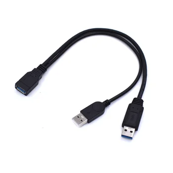

Black USB 3.0 Female to Dual USB Male Extra Power Data Y Extension Cable for 2.5" Mobile Hard Disk