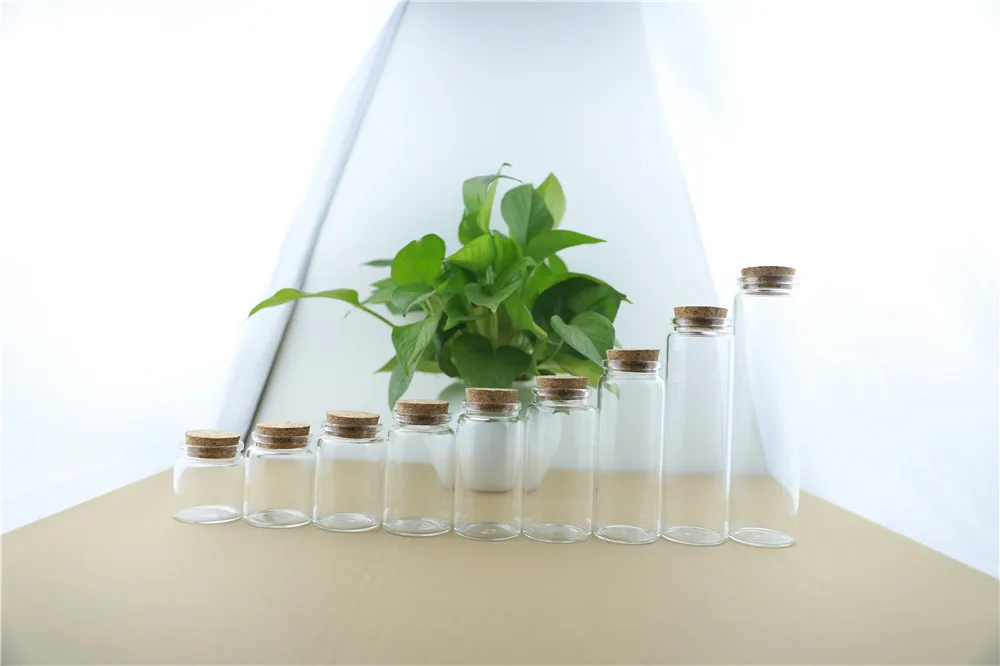 12pcs 47mm 200ml Cork Stopper Glass Bottles Spicy Storage Jar Bottle Food Containers Glass spice candy Jars Vials (4)