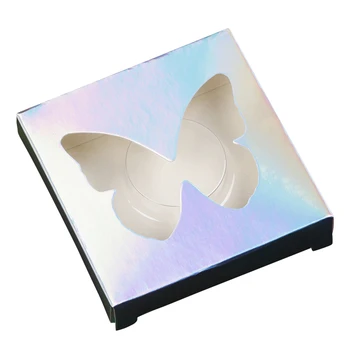 

50sets/pack Empty Box Packaging Butterfly Glitter Paper With Tray Storage False Hollowed Out Square Eyelash Case Cosmetics