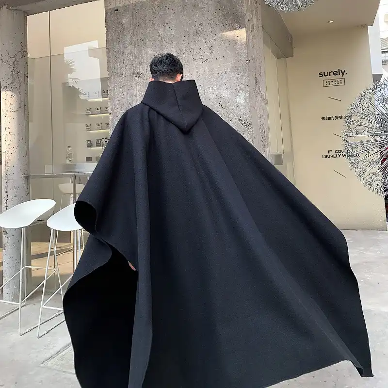 Autumn Winter Men Cloak Keep Warm Mens Hooded Cloak Vintage Men's Long