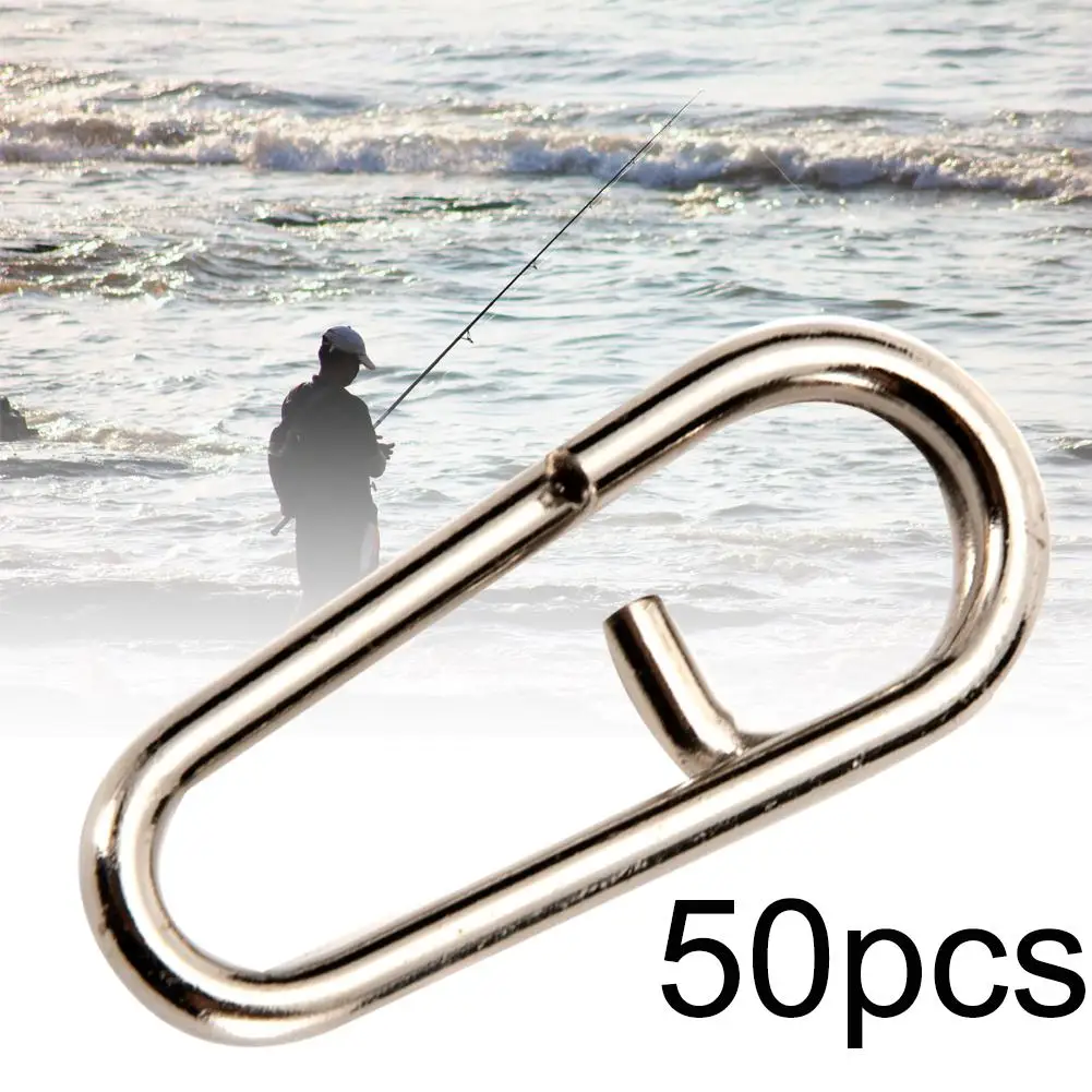 

50Pcs Mini Stainless Steel Swivels Snap Oval Split Rings Fishing Tackle Tool Fast Link Clips Snap Cnnector Interlock