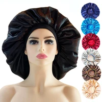 Luxury Jumbo Satin Bonnet Cap Wide Elastic Band Night Hair Care Cover Big Size 1