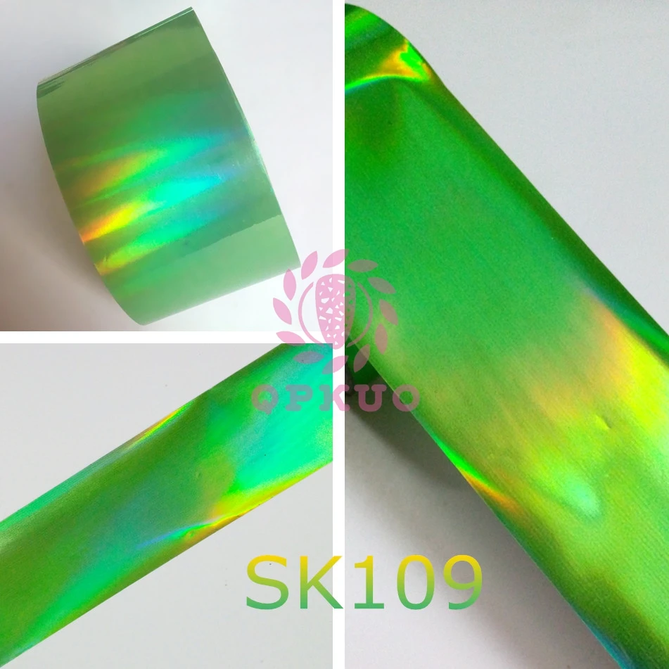 SK109 120 м голографическое искусство ногтей переводная фольга Лазерная Серебряная Золотая наклейка для ногтей дизайн ногтей голографические наклейки для маникюра - Цвет: SK109