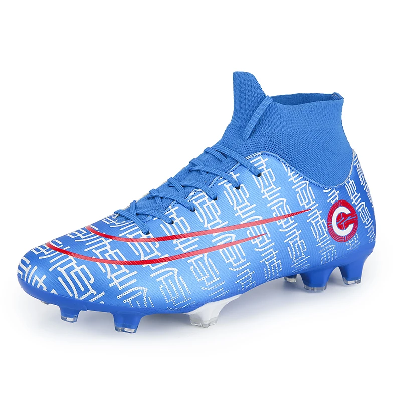 Горячая распродажа мужские уличные длинные шипы с высоким берцем Wo мужские футбольные бутсы унисекс Мужская обувь футбольные брендовые футбольные носки обувь Wo мужские s - Цвет: Blue