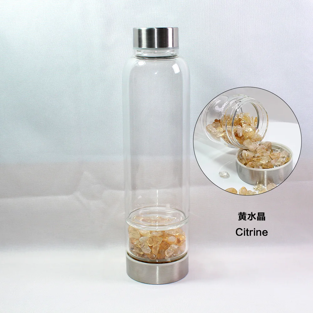 Runyangshi vidro de cristal natural garrafa água