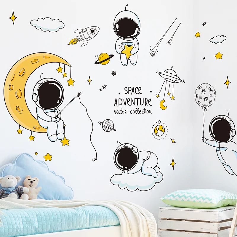 [SHIJUEHEZI] мультфильм астронавт наклейки на стену DIY космическое пространство