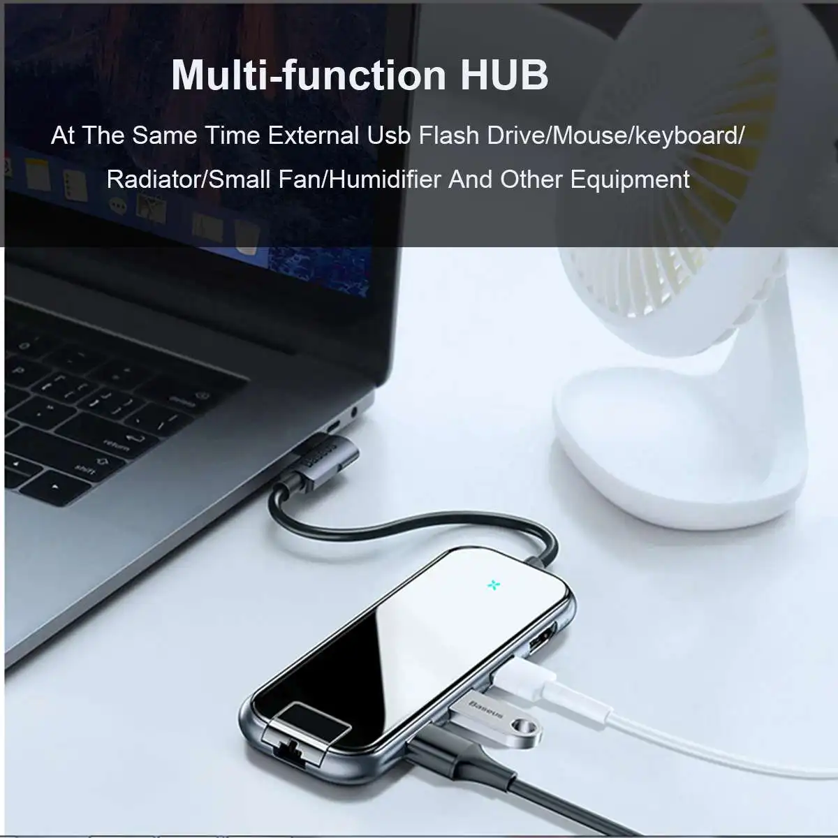 

Baseus Multifunction Type-C USB-C Hub Adapter 3 USB 3.0 Ports Splitter Converter Type-C PD Charging Rj45 4K HD Display Interface