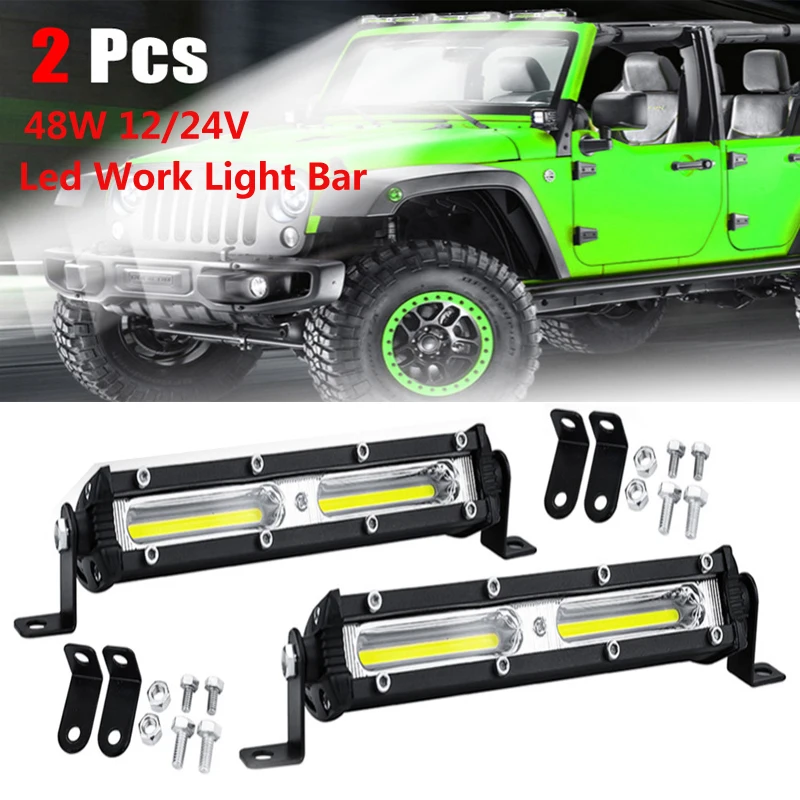 2Pcs Driving Fog Offroad LED Work Car Light 48W 12V-24V Universal SUV Truck Car 18Led Beams Work Light Bar Spotlight Flood Lamp 2Pcs Driving Fog Offroad LED Work Car Light 48W 12V-24V Universal SUV Truck Car 18Led Beams Work Light Bar Spotlight Flood Lamp