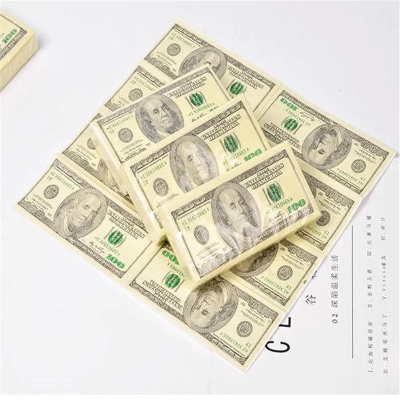 

10 Pcs/Set Creative Funny 100 Dollars Money Tissue Paper Napkin Disposable Natural Comfort Funny Party Birthday Decoration