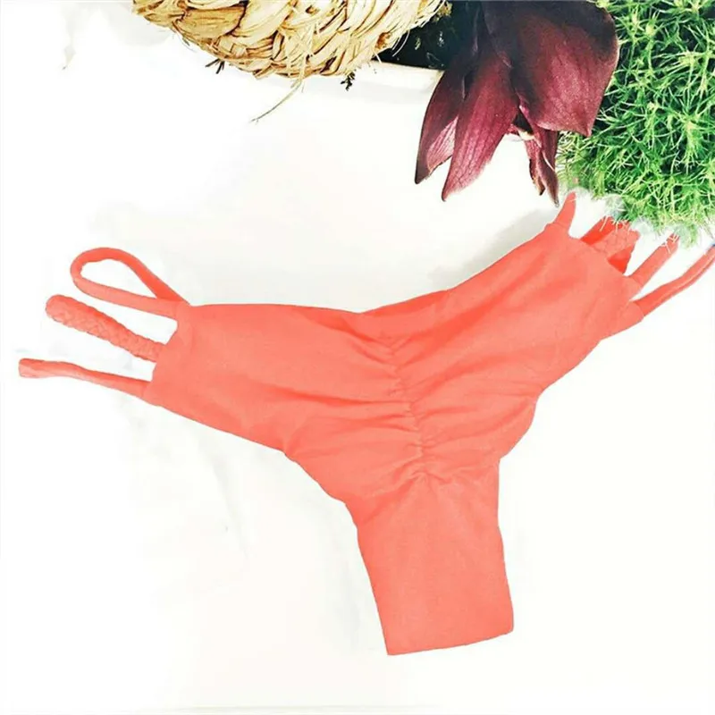 Summer Women Sexy Brazilian Swimming Trucks Shorts Panties Ladies V Thong Cheeky Ruched Bottom Swimwear Beachwear Bathing Suit