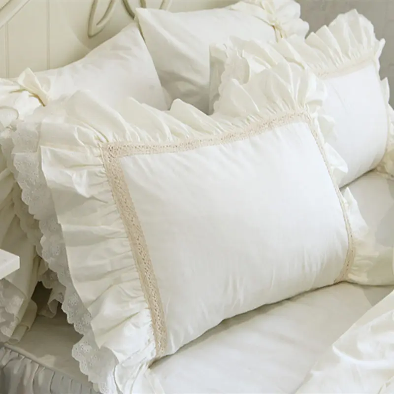 2pcs New Big Embroidery Ruffle Pillow Case Soft Quality Pillow