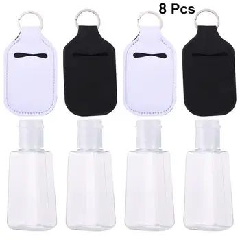 

4 Set 30ml Empty Bottle and Keychain Holder Refillable Hand Sanitizer Bottles with Keychain Carriers for Soap Lotion and Liquids