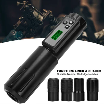 

Professional USB Charging Tattoo Machine Pen with Wireless Battery LCD Display Replaceable Tattoo Grips Tattoo Pen Kit