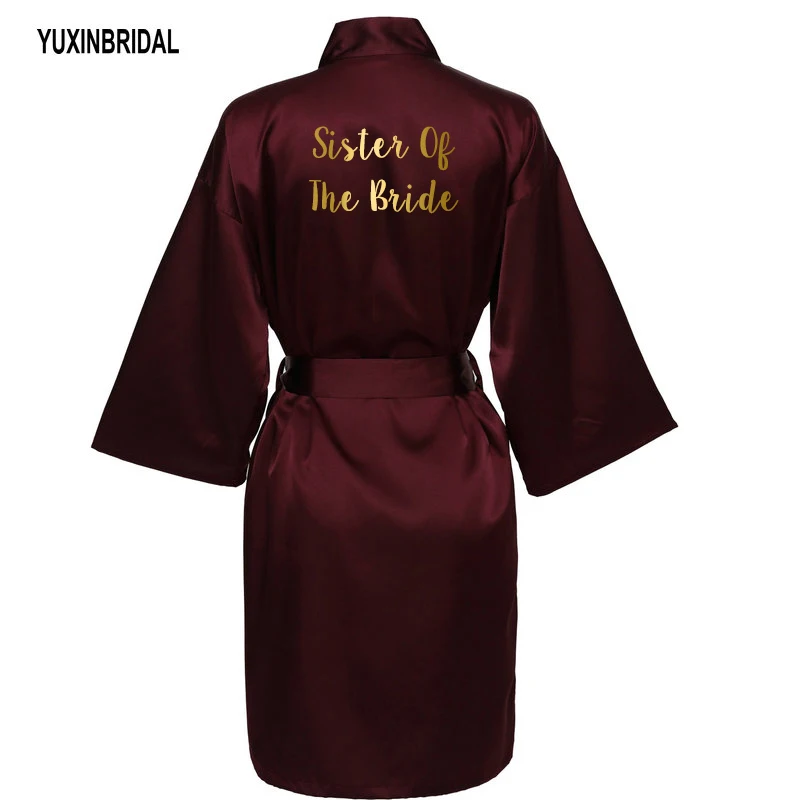 Wine R sister bride YUXINBRIDAL розовое золото атласный шелковый халат невесты Свадебный халат невесты халаты - Цвет: Wine R sister bride