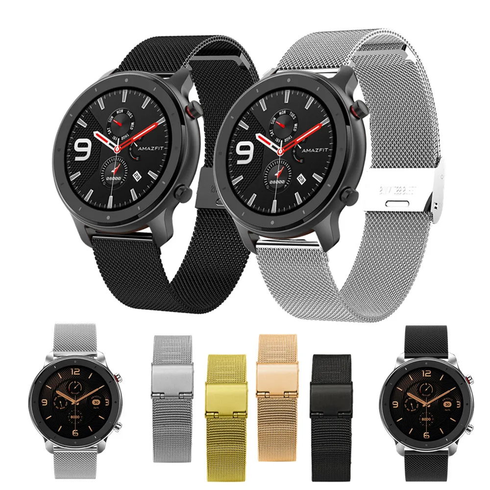Металлический ремешок для Amazfit GTR 47 мм 42 смарт 20 22 Xiaomi Huami BIP GTS Pace Stratos
