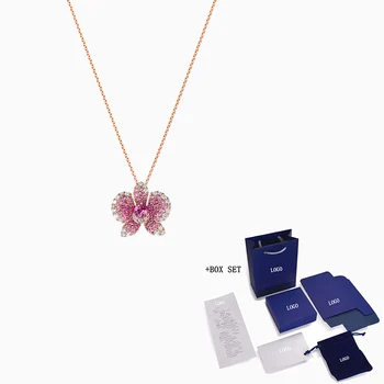 

2020 Fashion SWA New Orchid Pendant Necklace Rose Gold Charming and Elegant Like Orchid Decoration Female Popular Jewelry Gift