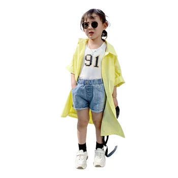 

2020 new summer Casual Simple white yellow coat age for 3 - 12 yrs baby girls boys long coats back to school outwears kis tops