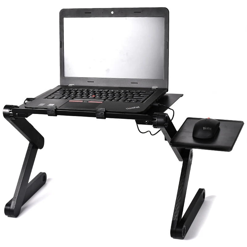 YHWW Laptop Desk,Laptop Table Portable Foldable Computer Desk Bed Laptop Stand Tray Desk with Cooling Fans Mouse Pad,D