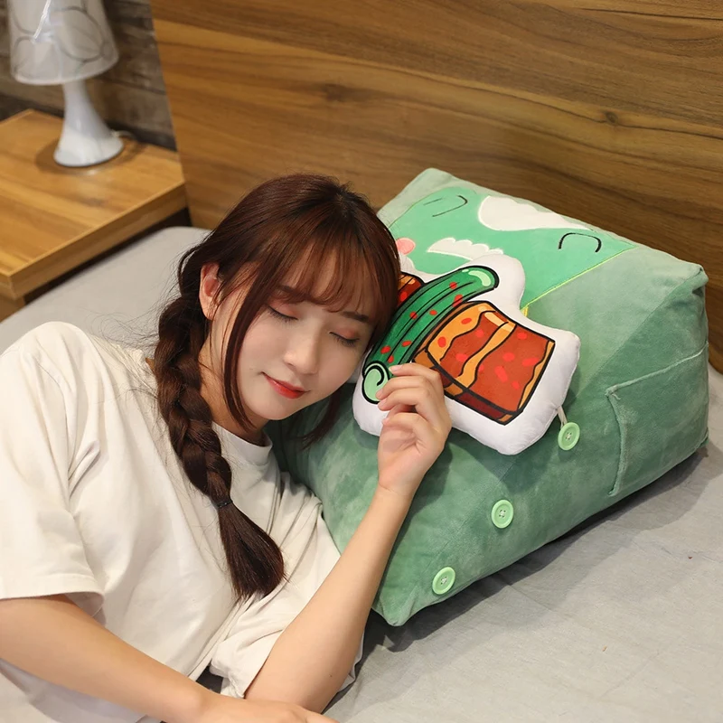 40cm/45cm Cartoon Triangle Pillow Plush Toy Soft Animal Polar Bear&Dinosaur Plant Cactus&Carrot Stuffed Pillow Sofa Cushion Gift