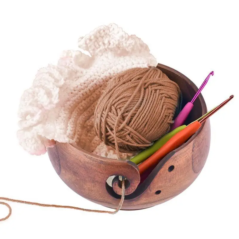 Beautifully-Appearing Wooden Yarn Storage Bowl Storage Box Knitted Crocheted Wool Knit Line Storage Bowl