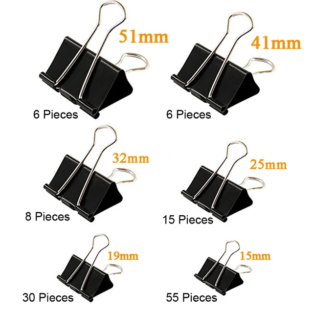 Binder Clips, Double Clip, Double Klip, Klip Kertas, Saiz 15mm / 19mm /  25mm / 32mm / 41mm / 51mm