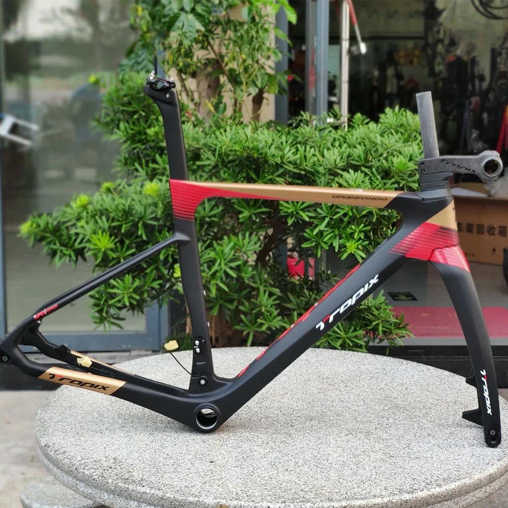 Black red TROPIX T800 700C высокое качество новая карбоновая дорожная рама с вилкой для гоночного велосипеда 47/49/51 см Большой размер маленький - Цвет: Black red
