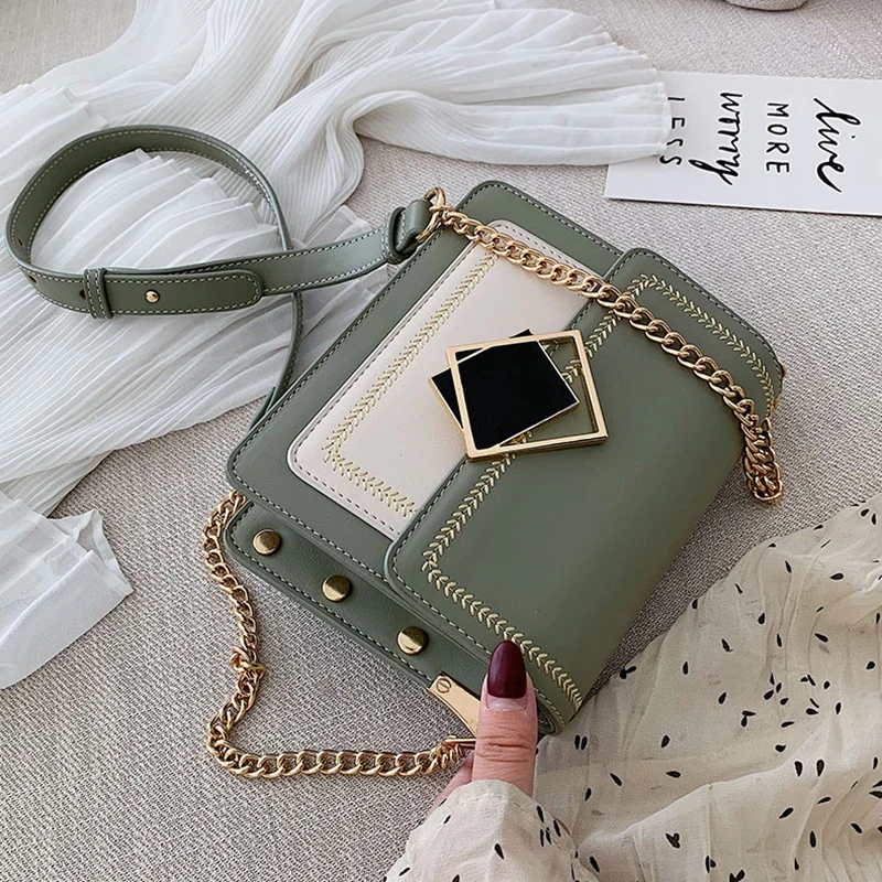 

Chain Pu Leather Crossbody Bags For Women 2019 Small Shoulder Messenger Bag Special Lock Design Female Travel Handbags
