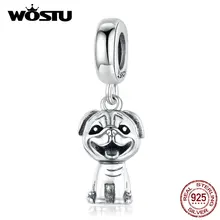 WOSTU, настоящее 925 пробы, серебро, Bako, собака, болтаются, шарм, бусины в виде животных, подходят к оригинальному браслету и браслету, подвеска, изготовление ювелирных изделий CQC1320