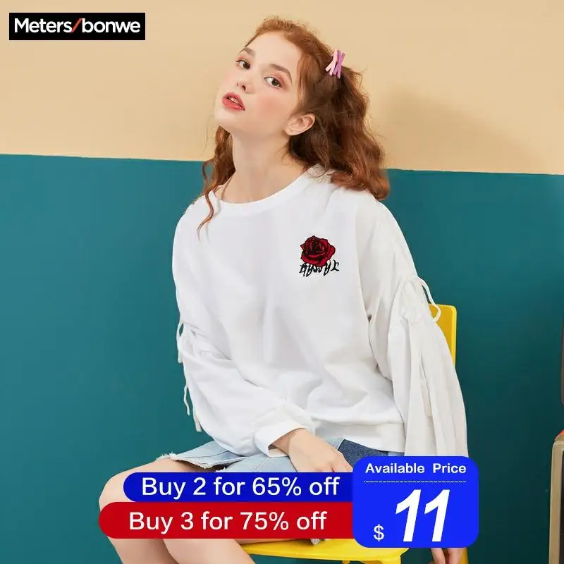 Metersbonwe, женская модная Повседневная Толстовка с длинным рукавом, с принтом, красивая толстовка, удобная приталенная рубашка