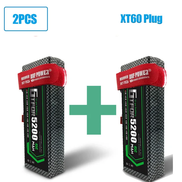 DXF Батарея lipo 4S 2s 7,4 v 14,8 V 5200 мА/ч, 7000 mah литий-полимерный Батарея для RC Батарея LiPo 45c 60C для RC Buggy Crawler Monster Truck - Цвет: 2PCS5200HARDXT60