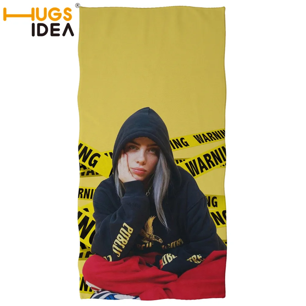 YY2531 Банное полотенце с принтом HUGSIDEA Billie Eilish, женское мягкое быстросохнущее пляжное полотенце, спа, спорт, тренажерный зал, одеяло из микрофибры, моющееся домашнее полотенце s - Цвет: YY2531