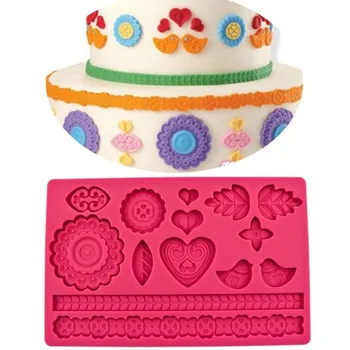 

Search Sugar Mould Lace Lace Silica Gel Pad Cake Embossing Model Diy Bake Cultivate Love Shape Plum Blossom Model