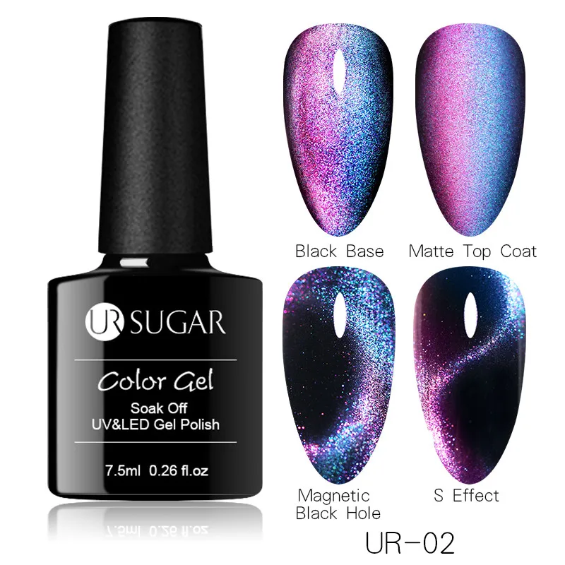 9D cat eye2 Ur Sugar 7,5 мл глаз хамелеона кота гель лак для ногтей замочить от УФ светодиодный 3D магнитный гель лак лазерный градиентный эффект лак для ногтей - Цвет: 9D cat eye2