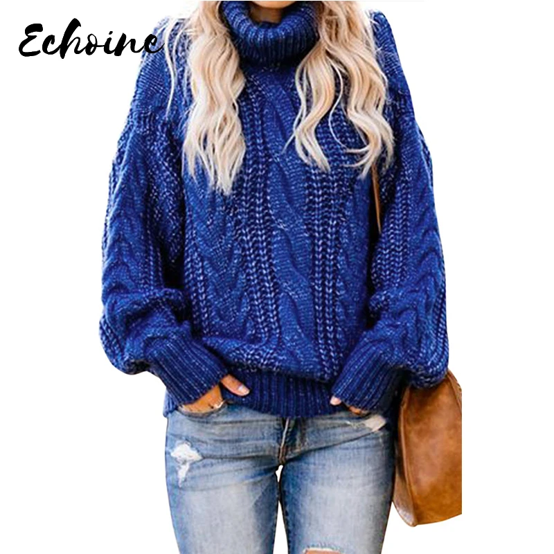 Blue Yellow Purple Chunky Turtleneck Sweater Top Women Winter Knitted Long Sleeve Solid Color Casual Loose Plus Size Xl Sweater Pullovers Aliexpress