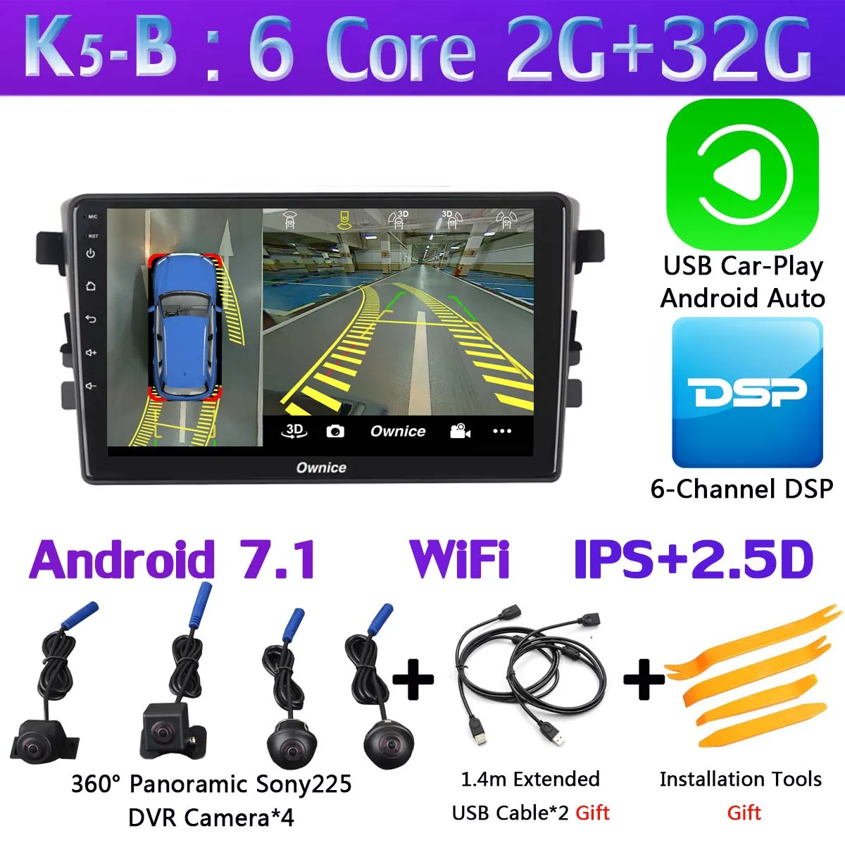 K5-B-CarPlay " 360 ° панорамный автомобильный dvd-плеер Android gps навигации для Suzuki Celerio/Cultus автомобиля DSP 4 аппарат не привязан к оператору сотовой связи - Цвет: K5-B-CarPlay