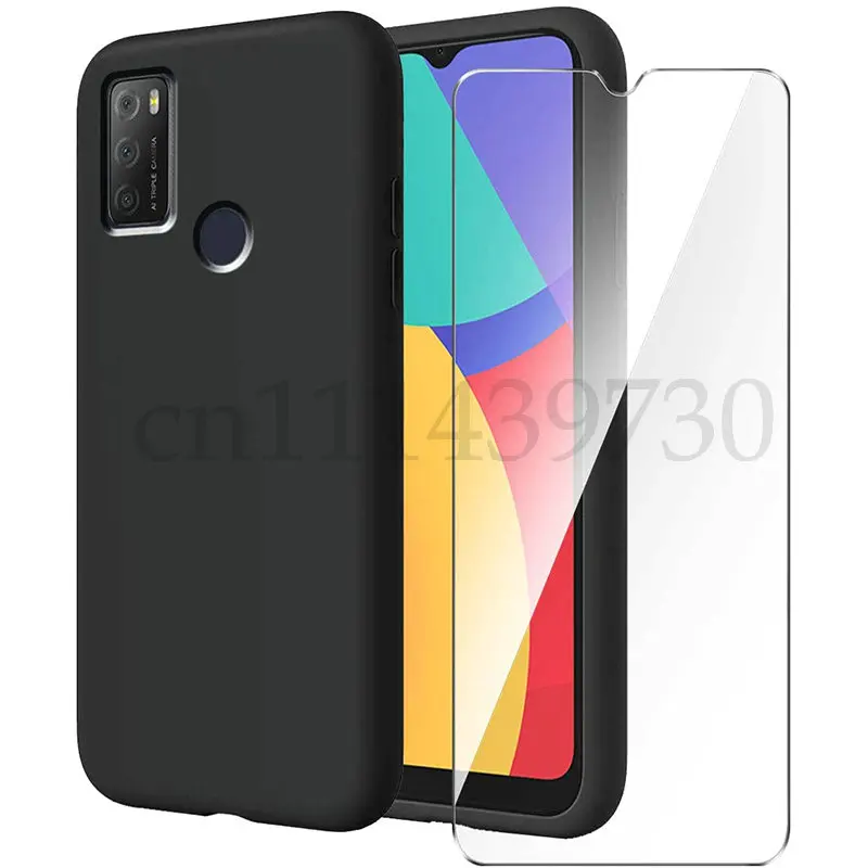 2-in-1 Case + Tempered Glass On For A1 Alpha 21 6.52&ampquot Alpha21 Screen Protector Alcatel 1S 2021 3L 2.5D | Мобильные телефоны
