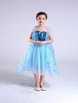 

2020Trendy Frozen Elsa Dress Princess Dress Christmas New Year Party Dress Fashionable Short Sleeve Girls' Dress Girls' Clothing