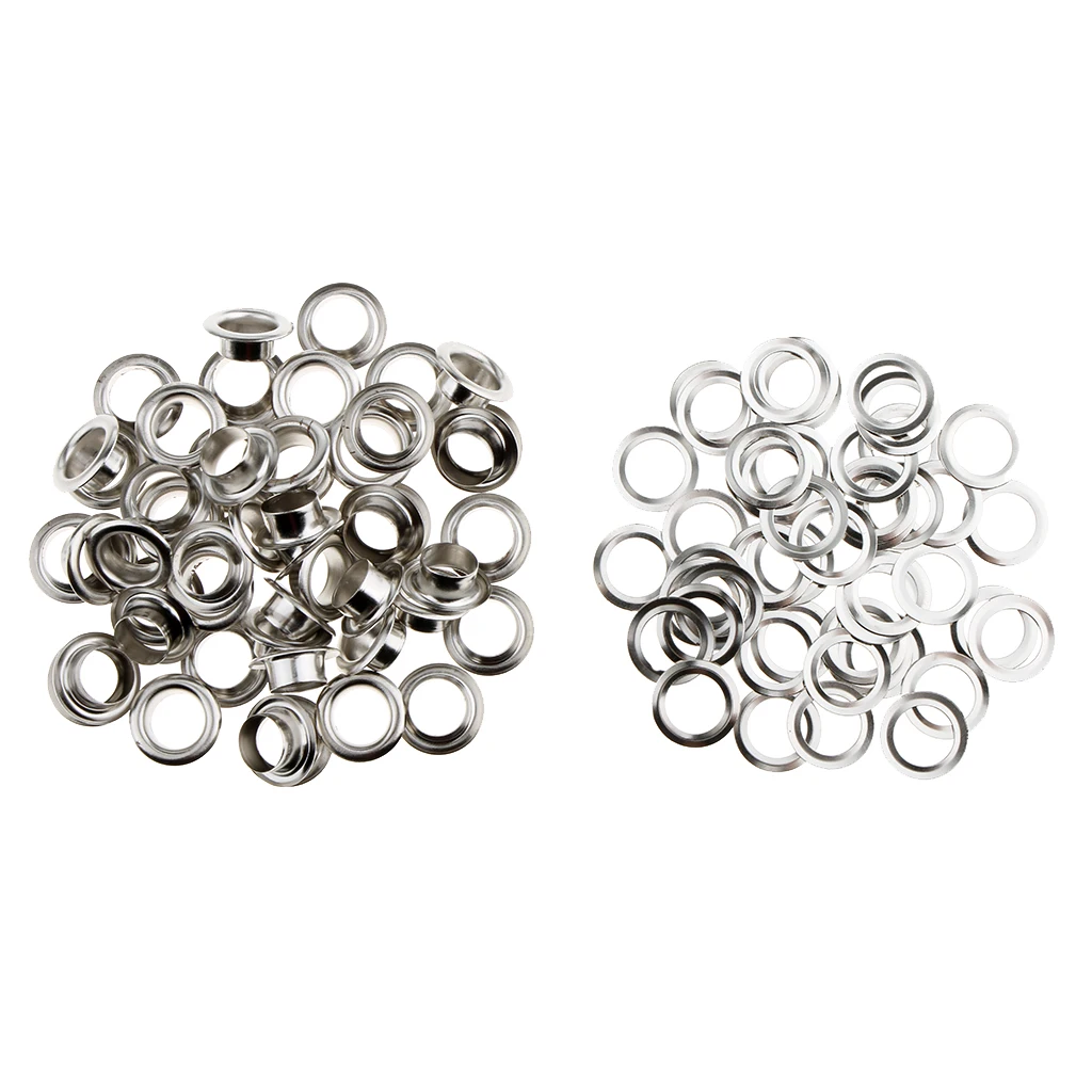 50 Pieces Metal Eyelets with Washers Leathercraft Accessories for Clothing Decoration Crafts, 10 Types Available