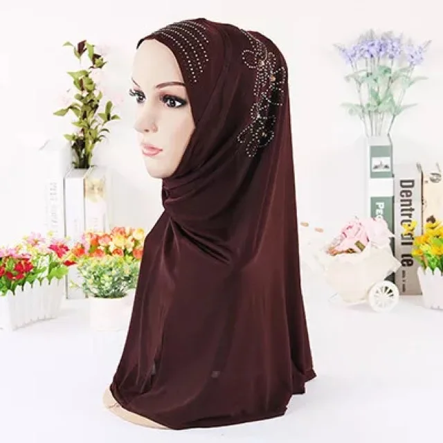 New design muslim style women hijab scarf solid girls headband crystal floral wraps hot sale free shipping