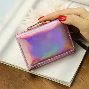 

2020 New Style Women Holographic Wallets Short Cute Purse Small Wallet Women Folding Wallet Card Holder Coin Purse for Ladies