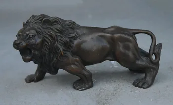

6" Chinese Fengshui Bronze Carving Ferocious Animal Lion Statue sculpture