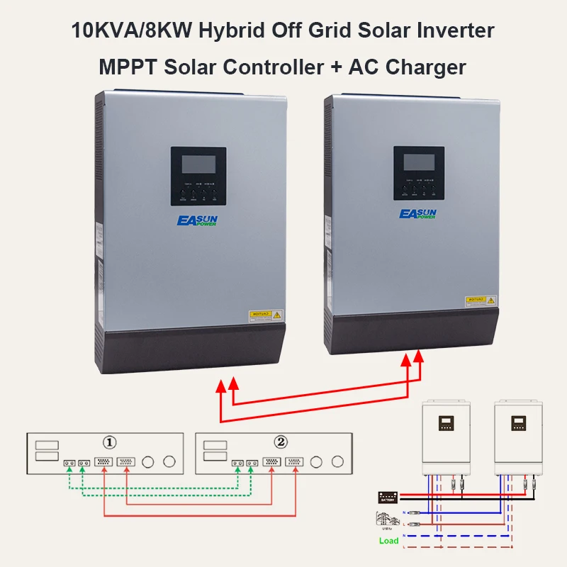 Источник питания Easun 8000W солнечный инвертор 60A MPPT 10KVA безсеточный инвертор 48V 220V Чистая синусоида гибридный инвертор 60A зарядное устройство