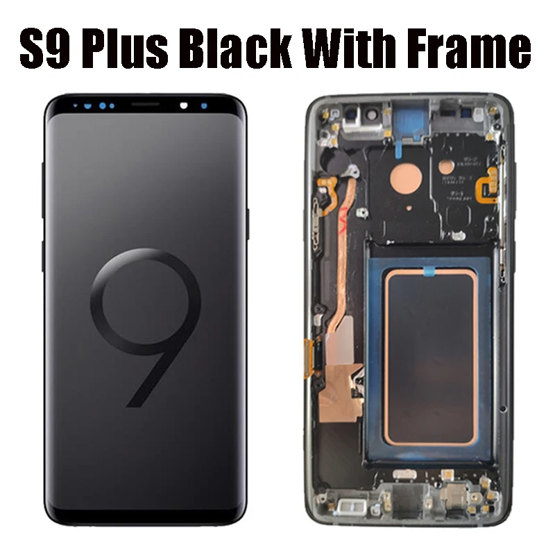 2960*1440 ЖК-дисплей с рамкой для SAMSUNG Galaxy S9 дисплей S9+ Plus G960 G965 сенсорный экран дигитайзер с сервисным пакетом - Цвет: S9P Black With Frame