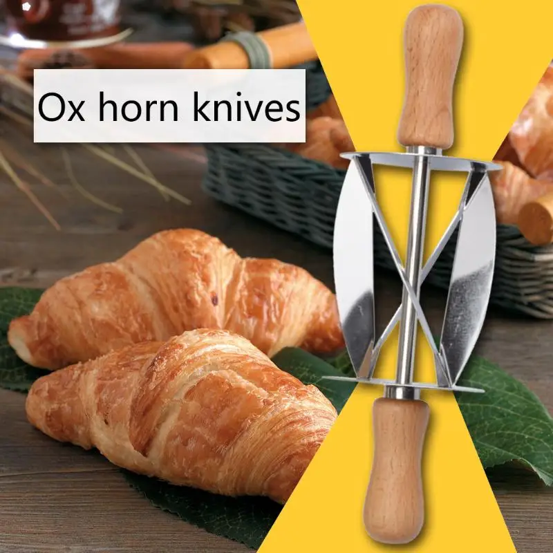 Нож для Круассанов из нержавеющей стали, роликовые колеса, инструмент для выпечки хлеба с деревянной ручкой