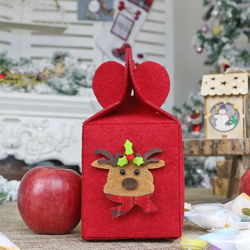 Christmas Elk Тканевая коробка с яблоком для рождественских праздников, рождественские подарки, сумки, рождественские украшения для дома, рождественские украшения, коробка для конфет с Санта-Клаусом - Цвет: Christmas Elk